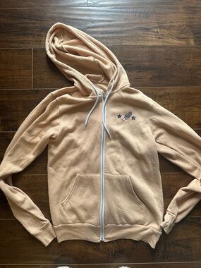 Peach Zip-Up Hoodie Jacket with Winged Logo